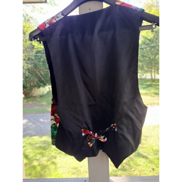 USA Robyn-Lyn Santa Christmas Happy Holidays Button Front Vest Women's Size M - Picture 2 of 4
